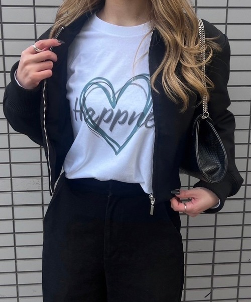 cuorequal（クオレコール）の「ハートペイントロンT（Tシャツ/カットソー・レディース・ホワイト・M/L）」の2枚目の写真