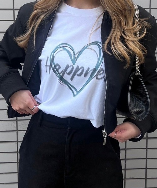 cuorequal（クオレコール）の「ハートペイントロンT（Tシャツ/カットソー・レディース・ホワイト・M/L）」の3枚目の写真