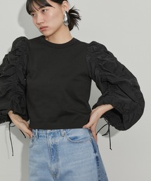 ADAM ET ROPE' | ギャザースリーブTシャツ(Tシャツ/カットソー)