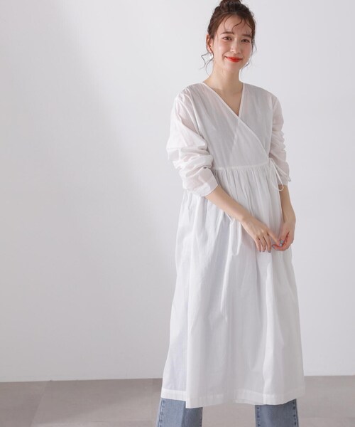 N.(N. Natural Beauty Basic)(エヌエヌナチュラルビューティーベーシック)の「◆コットンボイルカシュクールワンピース(ワンピース・レディース・ピンク/イエロー/オフホワイト/ブラック・MEDIUM)」の16枚目の写真