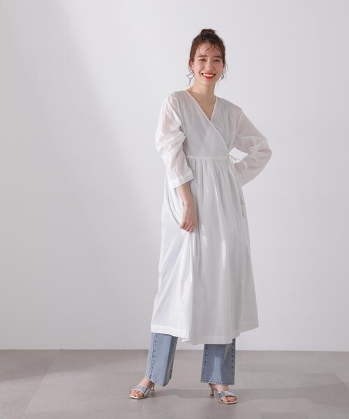 N.(N. Natural Beauty Basic)(エヌエヌナチュラルビューティーベーシック)の「◆コットンボイルカシュクールワンピース(ワンピース・レディース・ピンク/イエロー/オフホワイト/ブラック・MEDIUM)」の19枚目の写真