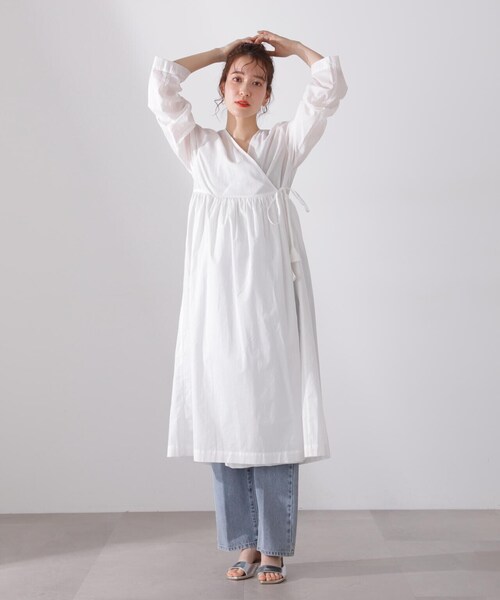 N.(N. Natural Beauty Basic)(エヌエヌナチュラルビューティーベーシック)の「◆コットンボイルカシュクールワンピース(ワンピース・レディース・ピンク/イエロー/オフホワイト/ブラック・MEDIUM)」の20枚目の写真