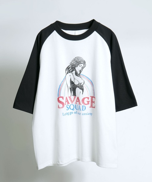 Starting Over（スターティングオーバー）の「oversize raglan sleeve print  T-shirt/オーバーサイズ ラグランスリーブ プリント Tシャツ/リンガー プリントTシャツ 半袖（Tシャツ/カットソー・メンズ・グリーン系その他/グリーン系その他2/グリーン系その他3/ホワイト/レッド/グリーン/ホワイト系その他/レッド系その他/ホワイト系その他3/レッド系その他3/ブラック/ブラック系その他2/ブラック系その他/ホワイト系その他2/レッド系その他2/ブラック系その他3/ホワイト系その他4/レッド系その他4/ブルー系その他/ホワイト系その他5/レッド系その他5/ホワイト系その他6/レッド系その他6/ホワイト系その他7/レッド系その他7/ホワイト系/レッド系・S/M/L/XL）」の7枚目の写真
