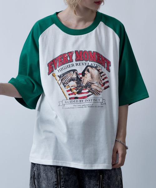 売れ筋商品|||モーガンレーン Tシャツ レディース トップス DIRE - Print T-shirt - multi-color oversize raglan sleeve print T-shirt/オーバーサイズ ラグラン