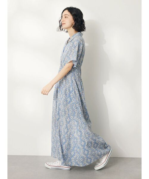 CRAFT STANDARD BOUTIQUE(クラフトスタンダードブティック)の「インド綿オープンカラーワンピース(ワンピース・レディース・ブラウン/ブラック/ブルー・FREE)」の6枚目の写真