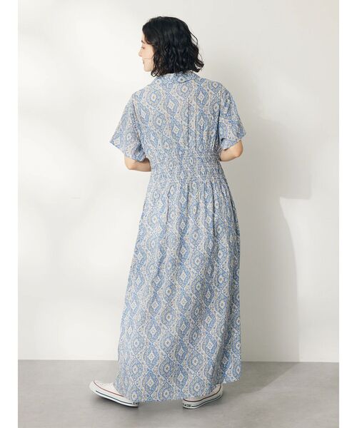 CRAFT STANDARD BOUTIQUE(クラフトスタンダードブティック)の「インド綿オープンカラーワンピース(ワンピース・レディース・ブラウン/ブラック/ブルー・FREE)」の7枚目の写真