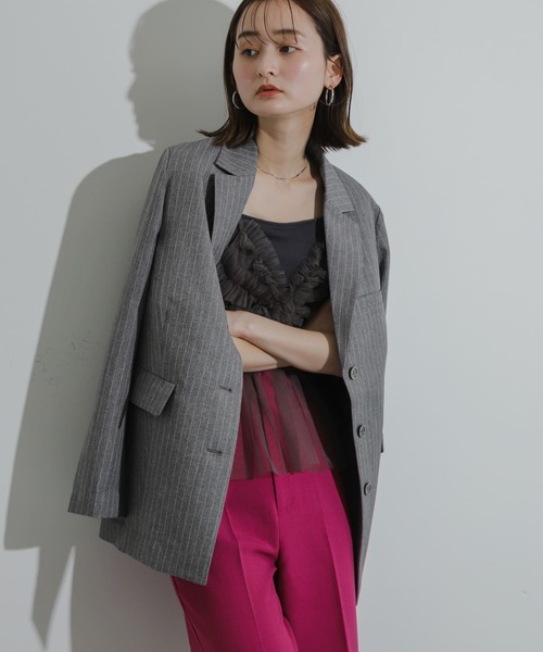 SENSE OF PLACE by URBAN RESEARCH（センスオブプレイスバイアーバンリサーチ）の「フリルチュールキャミソールトップ（キャミソール・レディース・ライトブルー/アイボリー/グレー/ブラック・ONE）」の6枚目の写真