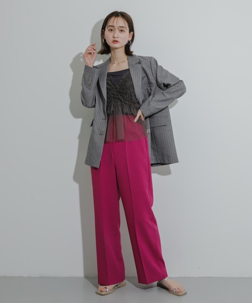 SENSE OF PLACE by URBAN RESEARCH（センスオブプレイスバイアーバンリサーチ）の「フリルチュールキャミソールトップ（キャミソール・レディース・ライトブルー/アイボリー/グレー/ブラック・ONE）」の7枚目の写真