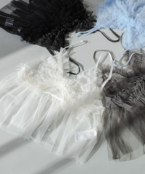 SENSE OF PLACE by URBAN RESEARCH（センスオブプレイスバイアーバンリサーチ）の「フリルチュールキャミソールトップ（キャミソール・レディース・ライトブルー/アイボリー/グレー/ブラック・ONE）」の10枚目の写真