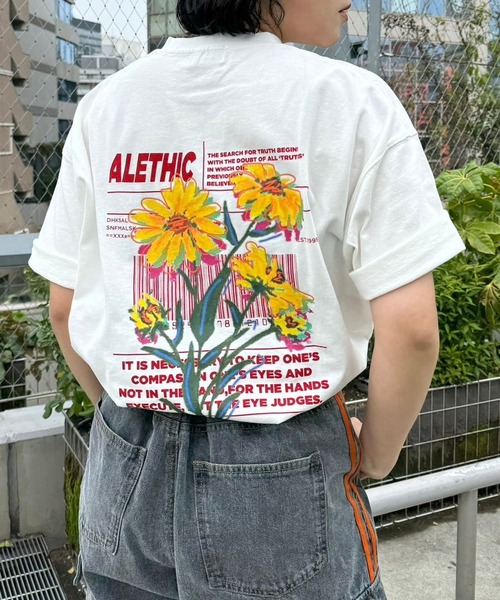 PBLIM（ページボーイリム）の「PBLIM/アートフラワーT（Tシャツ/カットソー・レディース・オフホワイト/ブラック/ベージュ/サックスブルー・MEDIUM/LARGE）」の13枚目の写真