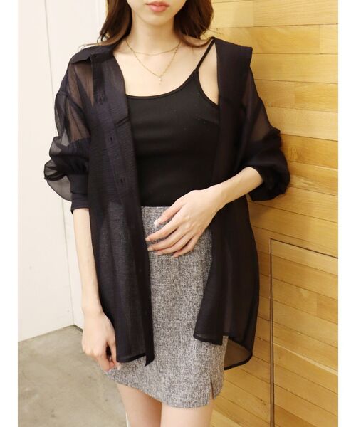 EVRIS（エヴリス）の「シアーオーバーサイズシャツ（シャツ/ブラウス・レディース・ホワイト/ブラック/ブルー・FREE）」の2枚目の写真