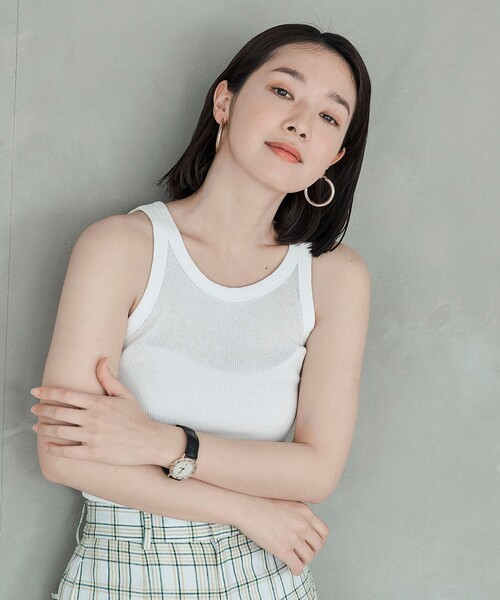 FREAK'S STORE（フリークスストア）の「FREAK’S STORE/フリークスストア The Yarn.  丸胴タンクトップ/リブタンクトップ（タンクトップ・レディース・オフホワイト/イエロー/ブラック/ピンク・ﾌﾘ-）」の17枚目の写真