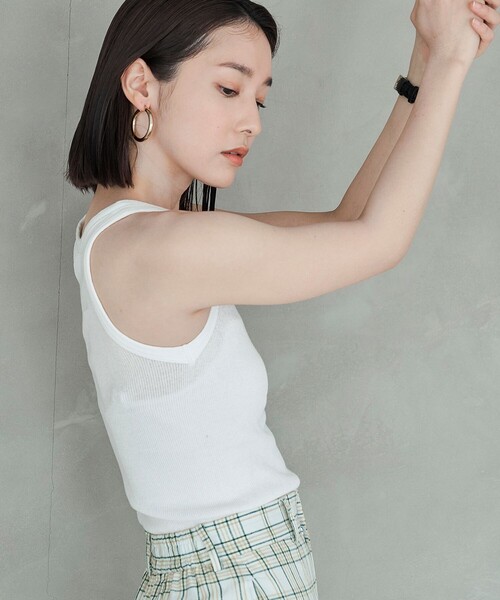 FREAK'S STORE（フリークスストア）の「FREAK’S STORE/フリークスストア The Yarn.  丸胴タンクトップ/リブタンクトップ（タンクトップ・レディース・オフホワイト/イエロー/ブラック/ピンク・ﾌﾘ-）」の18枚目の写真