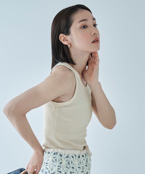 FREAK'S STORE（フリークスストア）の「FREAK’S STORE/フリークスストア The Yarn.  丸胴タンクトップ/リブタンクトップ（タンクトップ・レディース・オフホワイト/イエロー/ブラック/ピンク・ﾌﾘ-）」の22枚目の写真