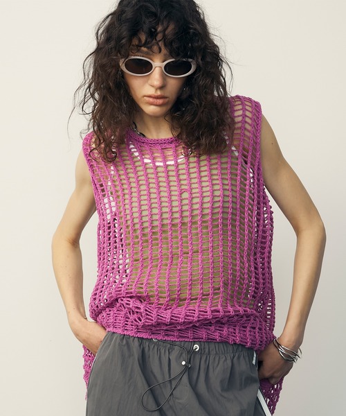 Mesh Sleeveless Long Dress / メッシュノースリーブロング