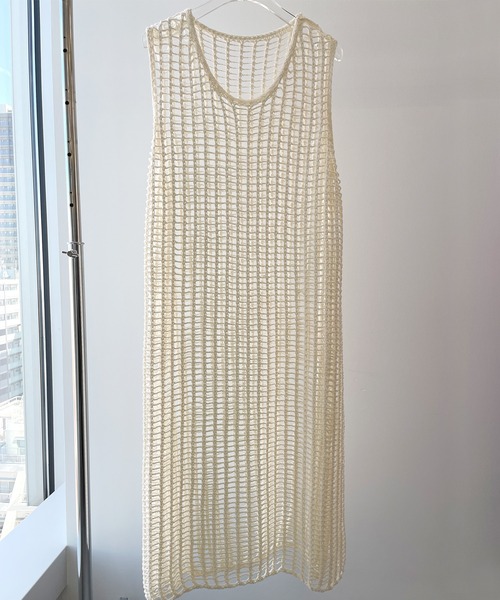uyu.(ウユ)の「Mesh Sleeveless Long Dress / メッシュノースリーブロングワンピース【uyu./ウユ】(ワンピース・レディース・アイボリー/ピンク・FREE)」の14枚目の写真