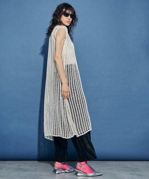 uyu.(ウユ)の「Mesh Sleeveless Long Dress / メッシュノースリーブロングワンピース【uyu./ウユ】(ワンピース・レディース・アイボリー/ピンク・FREE)」の19枚目の写真
