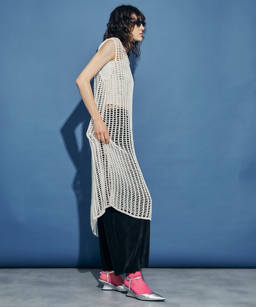 uyu.(ウユ)の「Mesh Sleeveless Long Dress / メッシュノースリーブロングワンピース【uyu./ウユ】(ワンピース・レディース・アイボリー/ピンク・FREE)」の20枚目の写真