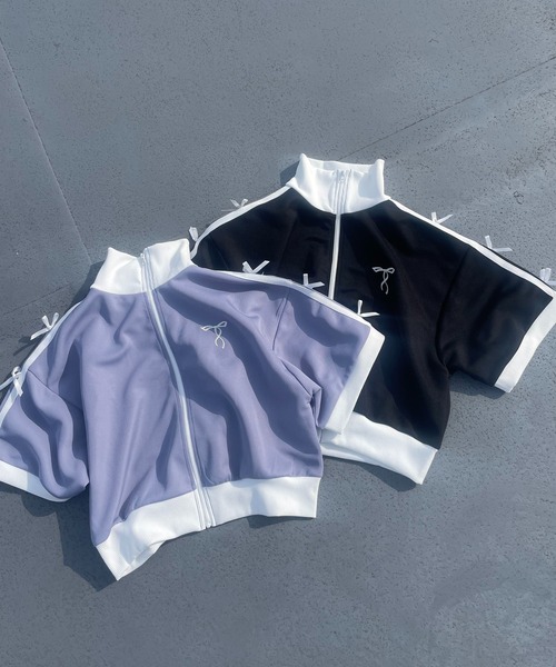 AS KNOW AS plus（アズノゥアズプラス）の「◎アソートトラック半袖ジャケット（ジャージ・レディース・ブラック系/グリーン系/アイボリー系/ホワイト系/アイボリー系2/サックスブルー系1/ブラック系1/アイボリー系1・FREE）」の12枚目の写真