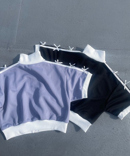 AS KNOW AS plus（アズノゥアズプラス）の「◎アソートトラック半袖ジャケット（ジャージ・レディース・ブラック系/グリーン系/アイボリー系/ホワイト系/アイボリー系2/サックスブルー系1/ブラック系1/アイボリー系1・FREE）」の10枚目の写真