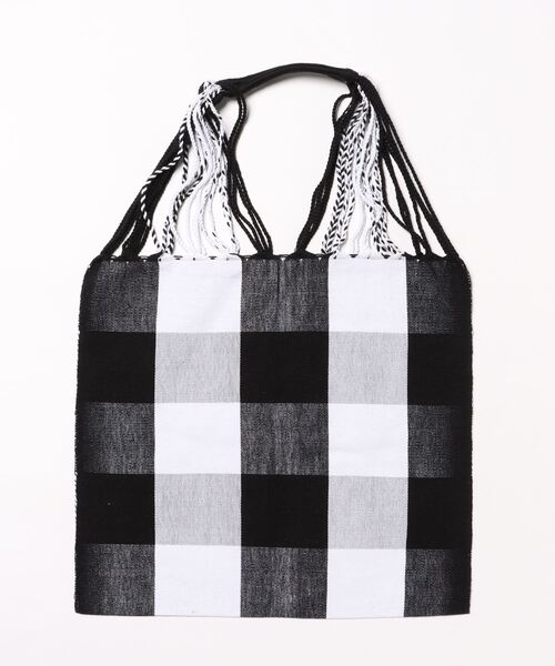 Moon Bird（ムーンバード）の「【MoonBird】ハンモックトート / L / 手織り / A4可 / Hanmmock tote / ストライプ / チェック（ショルダーバッグ・レディース・ブラック系その他/ベージュ系その他/ベージュ系その他2・L）」の4枚目の写真