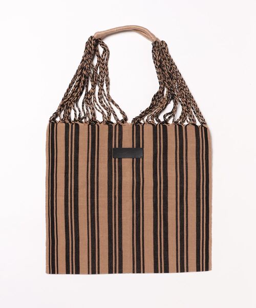 Moon Bird（ムーンバード）の「【MoonBird】ハンモックトート / L / 手織り / A4可 / Hanmmock tote / ストライプ / チェック（ショルダーバッグ・レディース・ブラック系その他/ベージュ系その他/ベージュ系その他2・L）」の9枚目の写真
