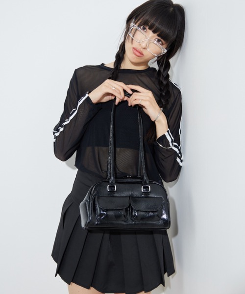 Naege(ナエジ)の「ダブルポケットボストンBAG(ショルダーバッグ・レディース・アイボリー/ブラック/ライトブルー/ブラウン・FREE)」の11枚目の写真