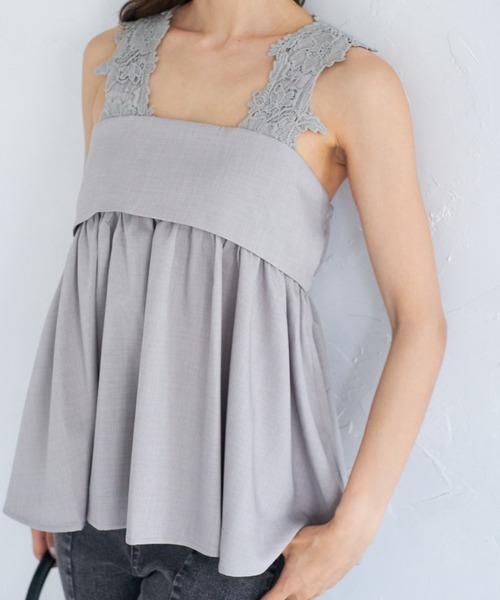 tocco closet（トッコ　クローゼット）の「【ZOZO限定】モチーフレースチュニック（シャツ/ブラウス・レディース・グレー/ピンク/ブラック・M）」の2枚目の写真