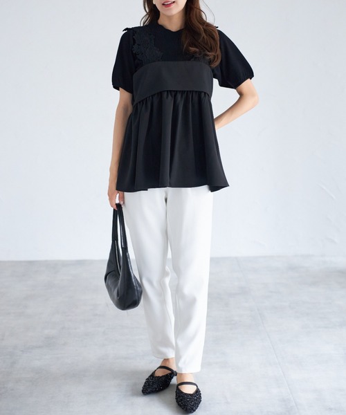 tocco closet（トッコ　クローゼット）の「【ZOZO限定】モチーフレースチュニック（シャツ/ブラウス・レディース・グレー/ピンク/ブラック・M）」の6枚目の写真