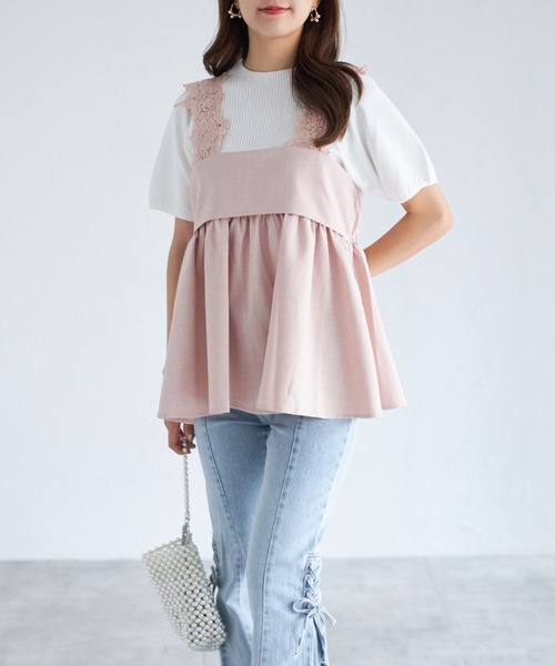 tocco closet（トッコ　クローゼット）の「【ZOZO限定】モチーフレースチュニック（シャツ/ブラウス・レディース・グレー/ピンク/ブラック・M）」の22枚目の写真