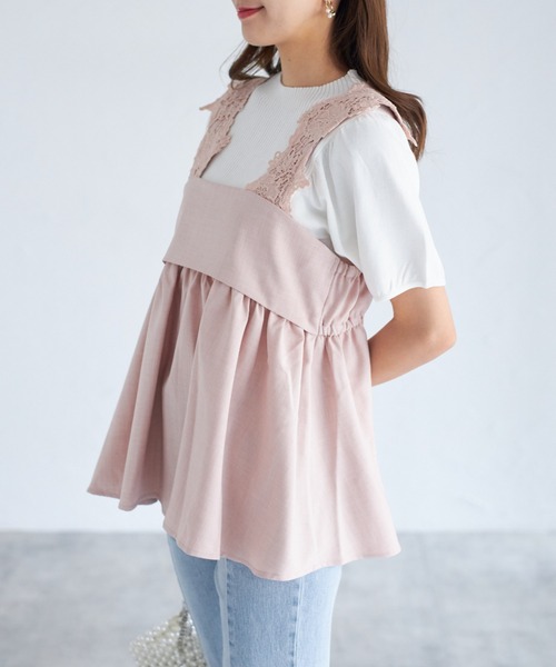 tocco closet（トッコ　クローゼット）の「【ZOZO限定】モチーフレースチュニック（シャツ/ブラウス・レディース・グレー/ピンク/ブラック・M）」の19枚目の写真
