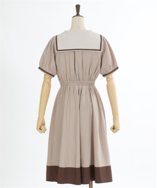 axes femme（アクシーズファム）の「タイ付き×セーラー襟ワンピース（ワンピース・レディース・グリーン/ネイビー/ベージュ・FREE）」の18枚目の写真