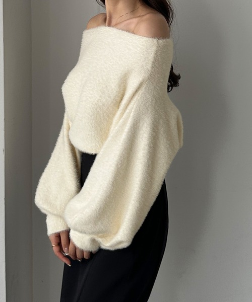 【セール】オフショルシャギーニット（ニット/セーター）｜Louere（ルエレ）