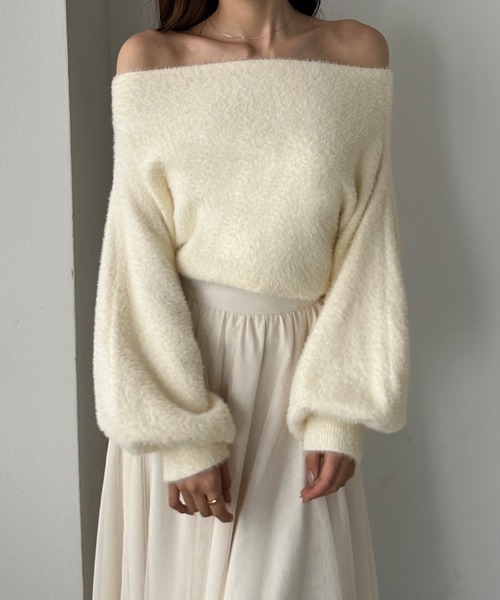 【セール】オフショルシャギーニット（ニット/セーター）｜Louere（ルエレ）