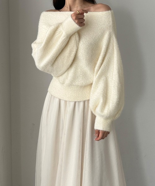 【セール】オフショルシャギーニット（ニット/セーター）｜Louere（ルエレ）