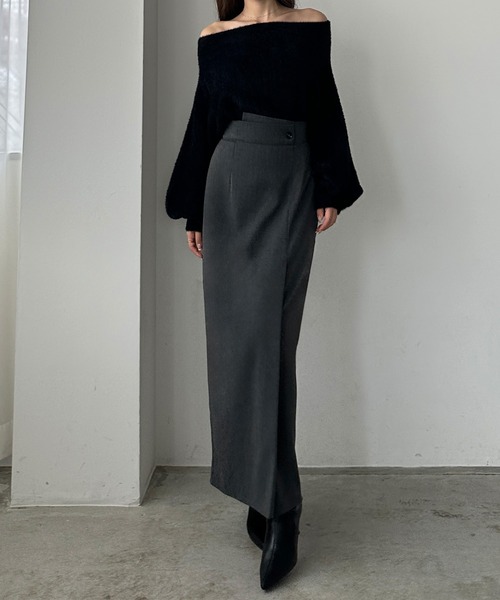 Louere(ルエレ)の「オフショルシャギーニット(ニット/セーター・レディース・アイボリー/ブラック/ピンクベージュ/チャコール/ブラウン・LARGE/MEDIUM)」の9枚目の写真