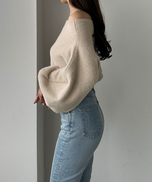 Louere(ルエレ)の「オフショルシャギーニット(ニット/セーター・レディース・アイボリー/ブラック/ピンクベージュ/チャコール/ブラウン・LARGE/MEDIUM)」の21枚目の写真