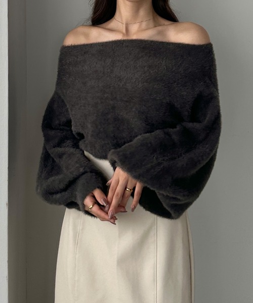 【セール】オフショルシャギーニット（ニット/セーター）｜Louere（ルエレ）