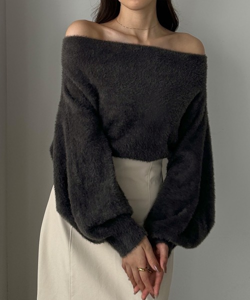 【セール】オフショルシャギーニット（ニット/セーター）｜Louere（ルエレ）