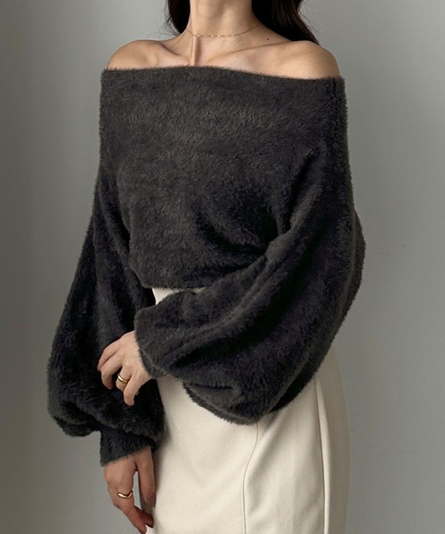 【セール】オフショルシャギーニット（ニット/セーター）｜Louere（ルエレ）