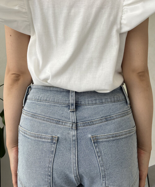prose verse（プロズヴェール）の「【MOMO】ストレッチテーパードデニム（デニムパンツ・レディース・サックスブルー/ブラック・PM/PL/LARGE/MEDIUM/PS/SMALL）」の7枚目の写真