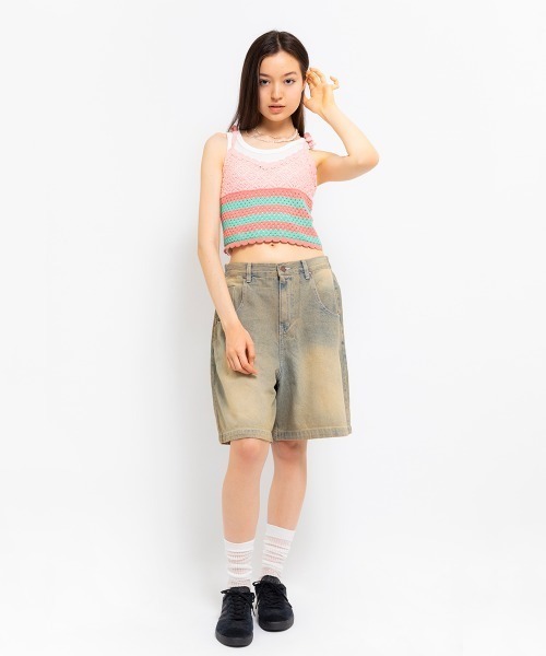 atmos pink（アトモスピンク）の「atmos pink Crochet Bustier / アトモス ピンク クロシェット ビスチェ（ベスト・レディース・ネイビー/イエロー/ピンク・FREE）」の4枚目の写真