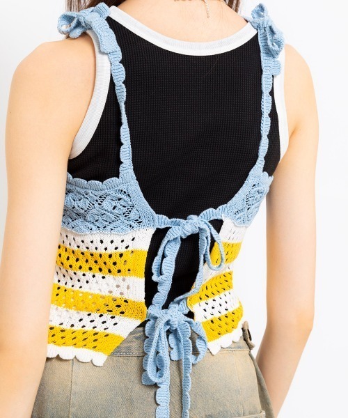 atmos pink（アトモスピンク）の「atmos pink Crochet Bustier / アトモス ピンク クロシェット ビスチェ（ベスト・レディース・ネイビー/イエロー/ピンク・FREE）」の9枚目の写真