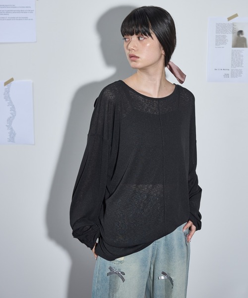 THE YOn(ザヨン)の「ハート刺繍ルーズフィットシアープルーオーバー(Tシャツ/カットソー・レディース・オフホワイト/ブラック/ボルドー・FREE)」の14枚目の写真