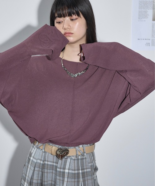 THE YOn(ザヨン)の「ハート刺繍ルーズフィットシアープルーオーバー(Tシャツ/カットソー・レディース・オフホワイト/ブラック/ボルドー・FREE)」の19枚目の写真