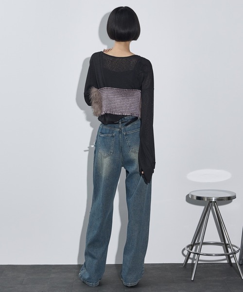 THE YOn(ザヨン)の「ハート刺繍ルーズフィットシアープルーオーバー(Tシャツ/カットソー・レディース・オフホワイト/ブラック/ボルドー・FREE)」の18枚目の写真