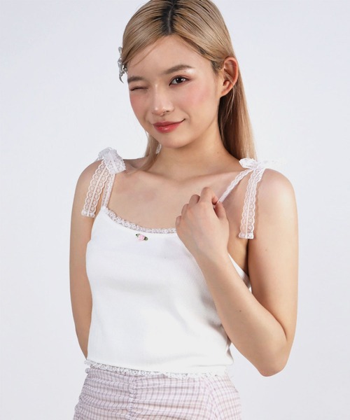 TITTY&CO.(ティティーアンドコー)の「ローズリボンキャミソール(キャミソール・レディース・ホワイト/ピンク/ブラック・FREE)」の10枚目の写真