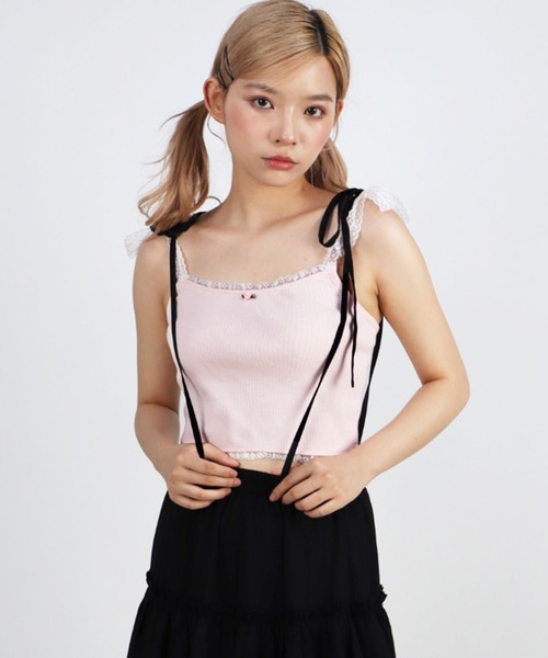 TITTY&CO.(ティティーアンドコー)の「ローズリボンキャミソール(キャミソール・レディース・ホワイト/ピンク/ブラック・FREE)」の11枚目の写真