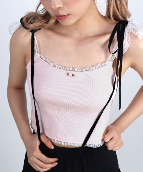 TITTY&CO.(ティティーアンドコー)の「ローズリボンキャミソール(キャミソール・レディース・ホワイト/ピンク/ブラック・FREE)」の12枚目の写真