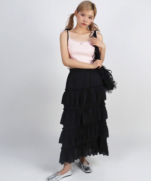 TITTY&CO.(ティティーアンドコー)の「ローズリボンキャミソール(キャミソール・レディース・ホワイト/ピンク/ブラック・FREE)」の14枚目の写真